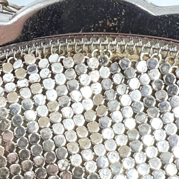 Large size Whiting Davis Silver Mesh Evening Bag Bejeweled MCM Disco Purse vtg - Picture 8 of 11